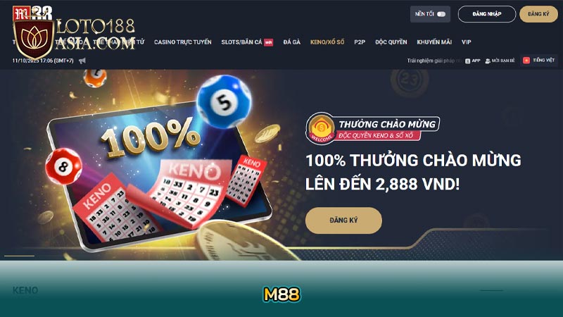 M88: Tỷ lệ 1 ăn 98, hoàn trả 1%